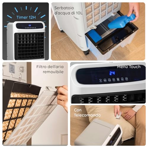 Climatizzatore Portatile 4-in-1 80/2000W: Riscaldamento, Raffreddamento, Umidificatore e Purificatore d'Aria, Facile da Spostare - Ideale per Stanze fino a 80m², 61x32x33cm - Dettaglio recensione 4