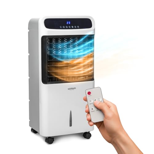 Climatizzatore Portatile 4-in-1 80/2000W: Riscaldamento, Raffreddamento, Umidificatore e Purificatore d'Aria, Facile da Spostare - Ideale per Stanze fino a 80m², 61x32x33cm - Design e materiali