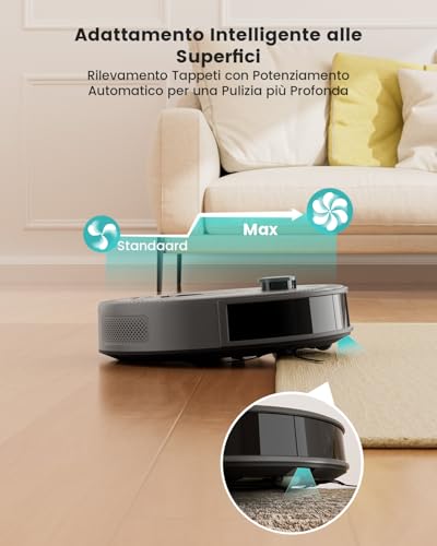 LEFANT M330Pro Robot Aspirapolvere Lavapavimenti con Mappatura, dToF Laser, 5000Pa Potente Aspirazione, Evitamento Ostacoli PSD, App/WiFi/Alexa, Zona Vietata, per Animali e Pavimenti Duri, Grigio - Dettaglio recensione 4