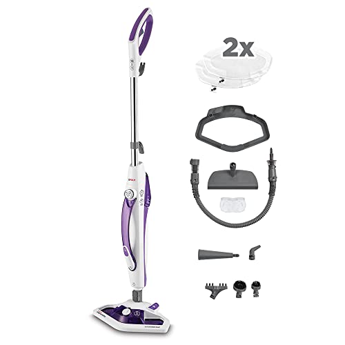 Polti Vaporetto SV440 Double, Scopa a Vapore 2 in 1 con Pulitore Portatile, Potenza Max 1500 W, 11 Accessori Inclusi, Riscaldamento in 15 Secondi, Serbatoio Estraibile, Bianco e Viola - Design e materiali