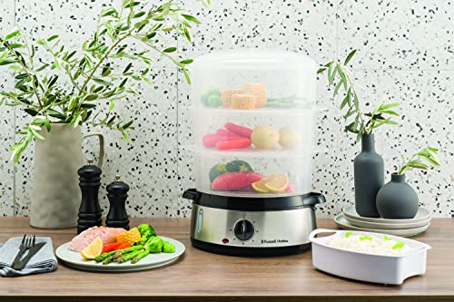 Russell Hobbs Vaporiera 9,0 l - Multicottura: 3 contenitori per cottura a vapore lavabili in lavastoviglie - Ciotola per Riso; 6 portauova; timer 60 minuti; Spegnimento automatico; No BPA, 19270-56 - Prova pratica