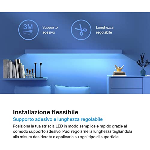 Tapo L900-5 Striscia LED Smart Wi-Fi 5m, Controllo Vocale Compatibile con Alexa e Google Assistant, Sync-to-Music, Luci LED per Casa, Bar, Festa, Accorciabile e Controllo dall'APP - Funzionalità e accessori
