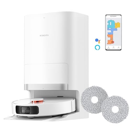Xiaomi Robot Vacuum X20+, Robot Aspirapolvere Lavapavimenti, Stazione Smart All-in-one, Aspirazione 6.000 Pa, Navigazione Laser 3D, Lavaggio e Pulizia Pavimenti con Doppio Panno Rotante, Controllo App - Design e materiali